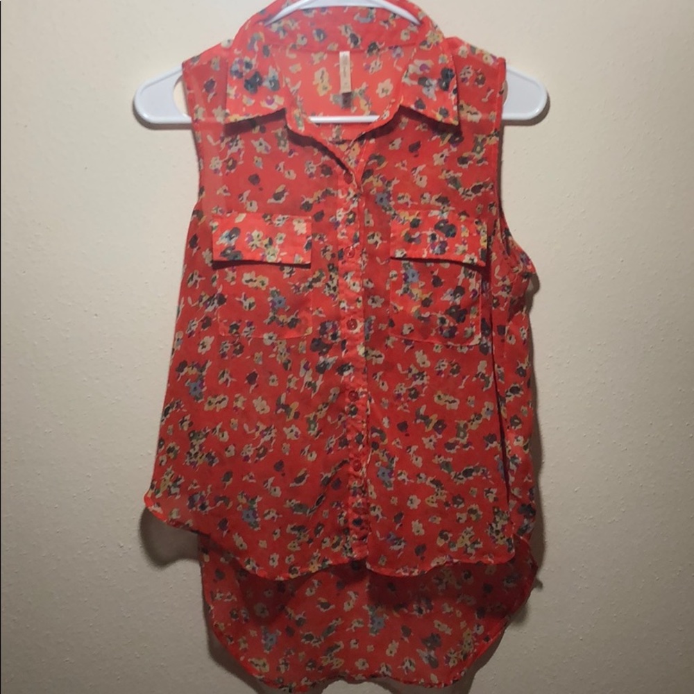 DNA 🧬 couture Sleeveless Orange Floral Blouse M
